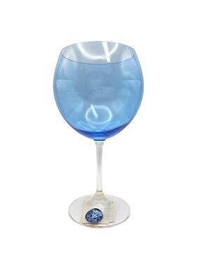 Block Plaza Blue Balloon Wine Glass 16oz Hand Blown Czech Crystal Replacement
